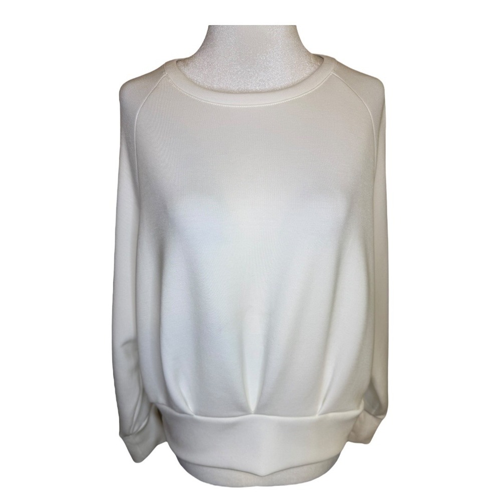 T Tahari Womens Pullover Sweatshirt Long Sleeve Bright White Crew Neck Large NWT